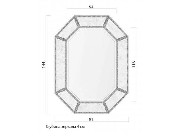 Зеркало Ньюпорт серебро фото 2